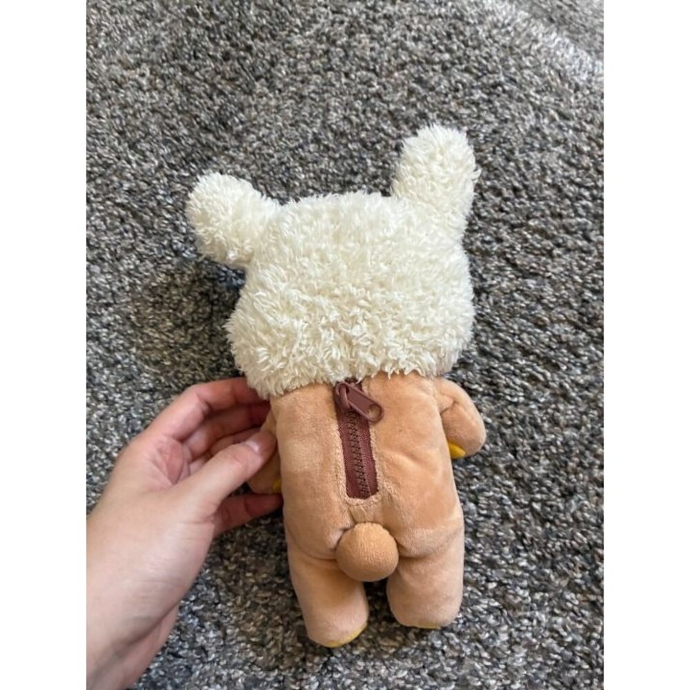 Rilakkuma Plush 8" Bear With Back Zipper Pocket Pouch Rabbit Hat